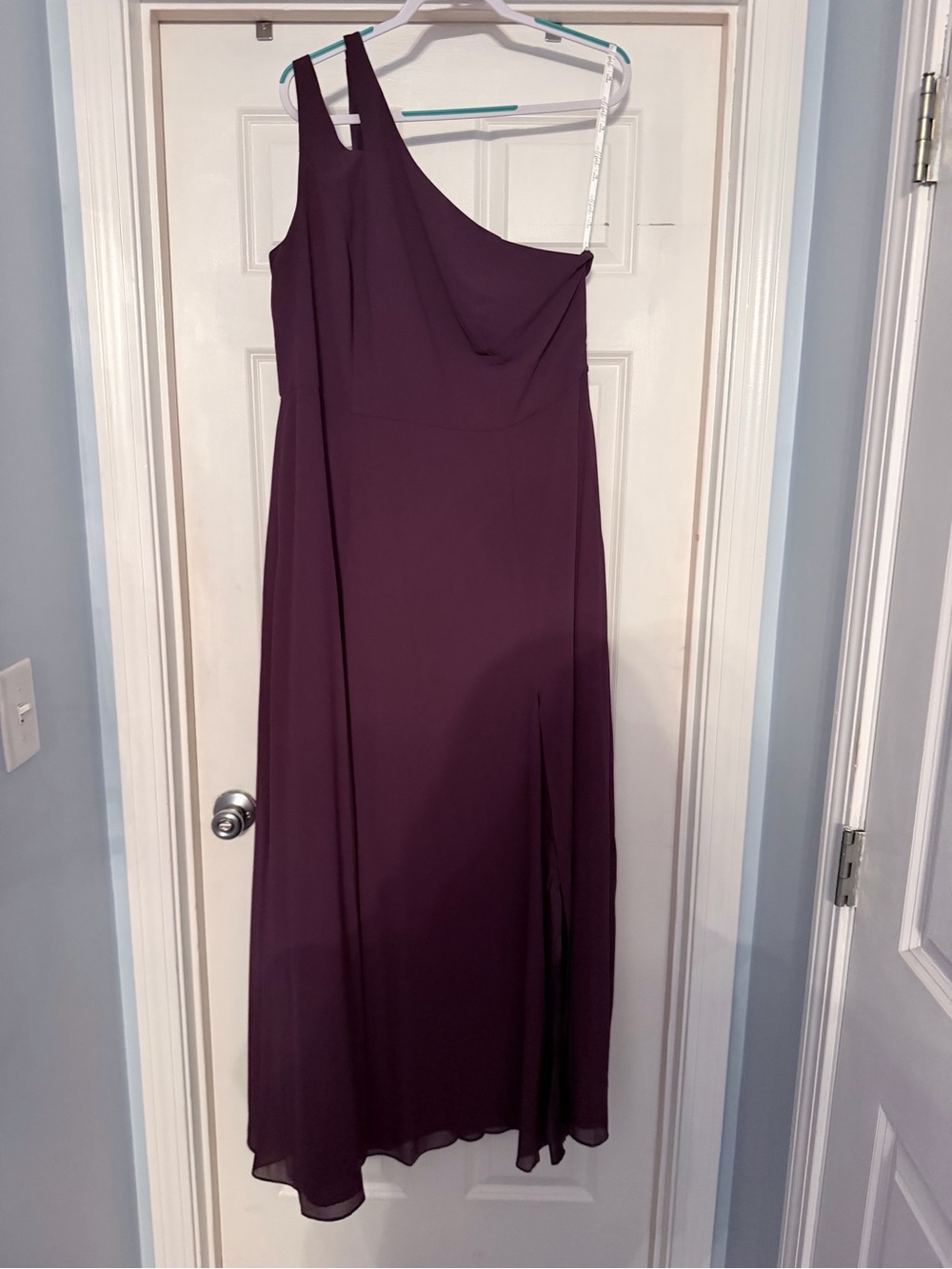 David's Bridal One-Shoulder Plum Gown